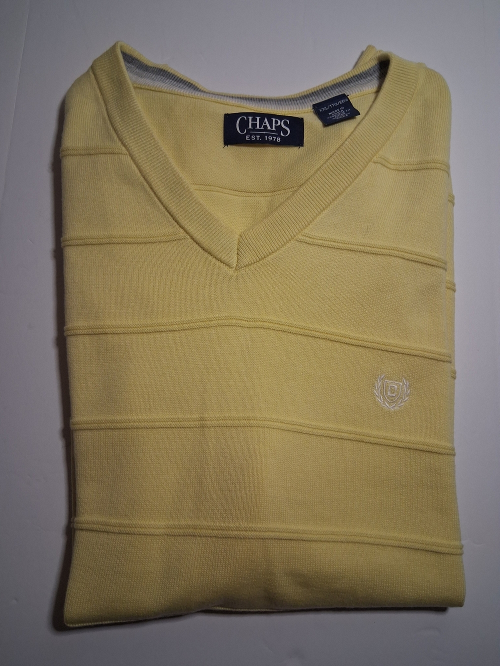 Chaps Men's V-Neck Sleeve Less Sweater in Soft Yellow